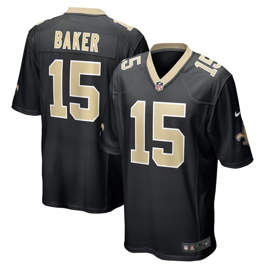 Men New Orleans Saints 15 Kawaan Baker Nike Black Game Player NFL Jersey